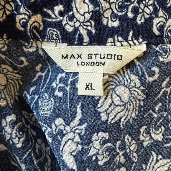 LIKE NEW•Max Studio•Floral Short Sleeve Tiered Ruffle Maxi Dress |Navy/Cream |XL - Picture 7 of 7